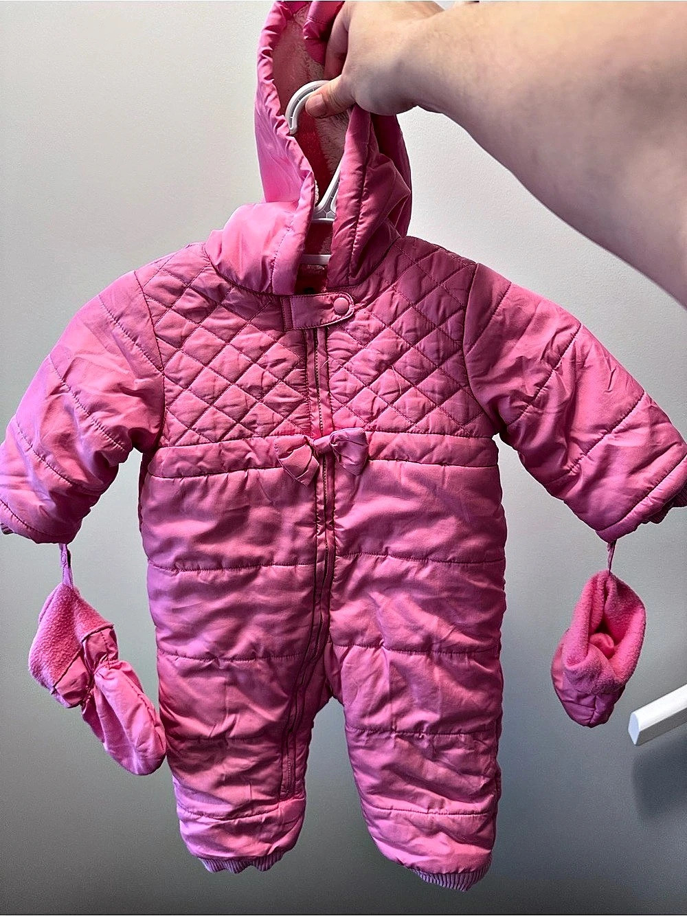 Children’s Place Pink Quilted Hooded Baby Snowsuit 12-18M